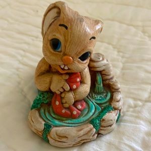 Vintage, Woodlander “Vicki” handpainted, stoneware bunny washing up figure